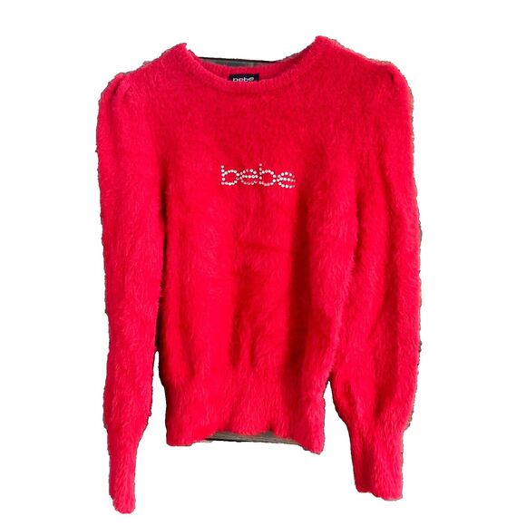 Bebe Fuzzy Sweater y2k style Medium in Red - Picture 6 of 12